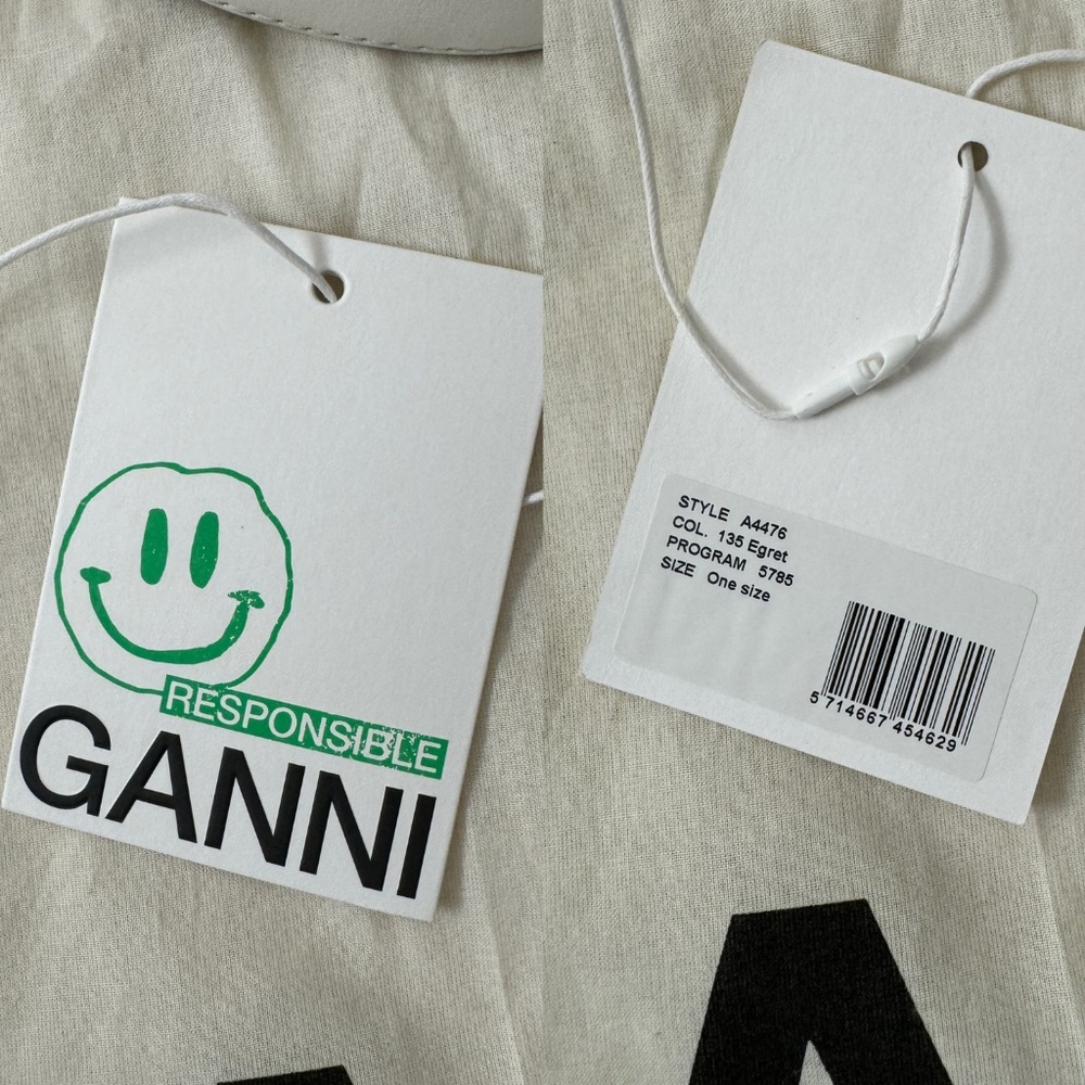 Ganni Banner Saddle Leather Off-White Crossbody Bag | One Size - Picture 17 of 17